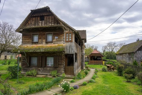 Old wooden house in Stork Village, Cigoc, Sisak-Moslavina County, Croatia