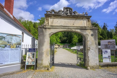 Entrance gate to the Roman thermal spa, Varaždinske toplice, Varaždin County, Croatia