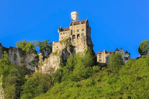 Lichtenstein Castle, fairytale castle of Württemberg, romantic fairytale castle on the eaves of the