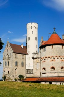 Lichtenstein Castle, fairytale castle of Württemberg, romantic fairytale castle on the eaves of the