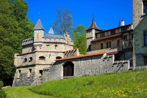 Eugenien Bastion, Lichtenstein Castle, fairytale castle of Württemberg, romantic fairytale castle