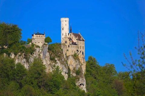 Lichtenstein Castle, fairytale castle of Württemberg, romantic fairytale castle on the eaves of the