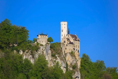 Lichtenstein Castle, fairytale castle of Württemberg, romantic fairytale castle on the eaves of the