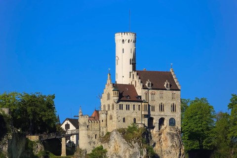 Lichtenstein Castle, fairytale castle of Württemberg, romantic fairytale castle on the eaves of the