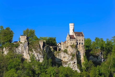 Lichtenstein Castle, fairytale castle of Württemberg, romantic fairytale castle on the eaves of the