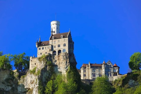 Lichtenstein Castle, fairytale castle of Württemberg, romantic fairytale castle on the eaves of the
