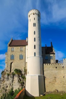 Lichtenstein Castle, fairytale castle of Württemberg, romantic fairytale castle on the eaves of the