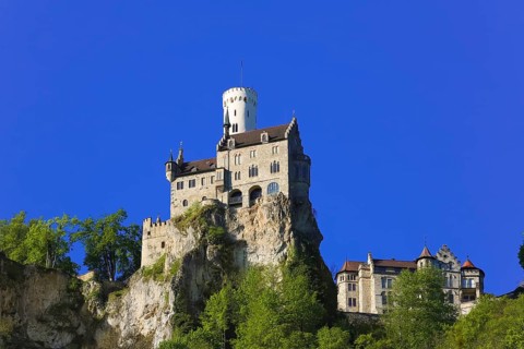 Lichtenstein Castle, fairytale castle of Württemberg, romantic fairytale castle on the eaves of the