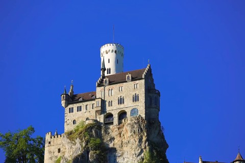 Lichtenstein Castle, fairytale castle of Württemberg, romantic fairytale castle on the eaves of the