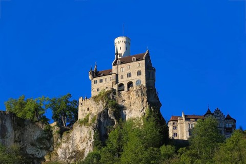 Lichtenstein Castle, fairytale castle of Württemberg, romantic fairytale castle on the eaves of the