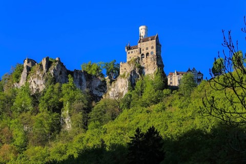 Lichtenstein Castle, fairytale castle of Württemberg, romantic fairytale castle on the eaves of the