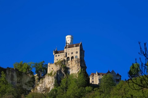 Lichtenstein Castle, fairytale castle of Württemberg, romantic fairytale castle on the eaves of the
