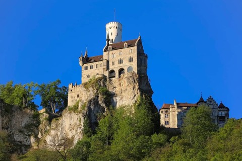 Lichtenstein Castle, fairytale castle of Württemberg, romantic fairytale castle on the eaves of the