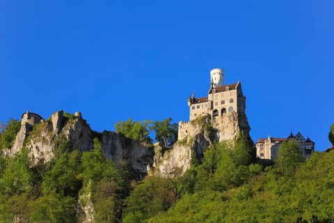 Lichtenstein Castle, fairytale castle of Württemberg, romantic fairytale castle on the eaves of the