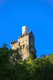 Lichtenstein Castle, fairytale castle of Württemberg, romantic fairytale castle on the eaves of the