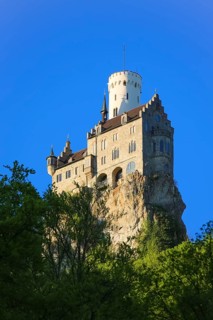 Lichtenstein Castle, fairytale castle of Württemberg, romantic fairytale castle on the eaves of the