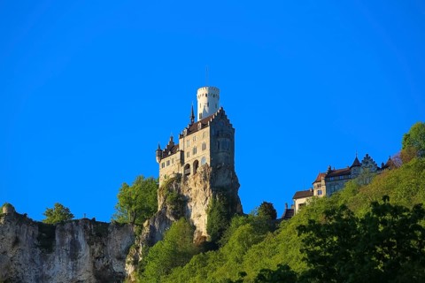 Lichtenstein Castle, fairytale castle of Württemberg, romantic fairytale castle on the eaves of the