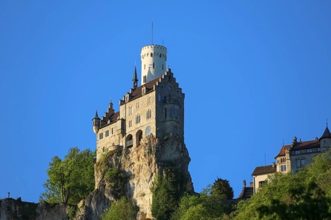 Lichtenstein Castle, fairytale castle of Württemberg, romantic fairytale castle on the eaves of the