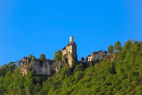 Lichtenstein Castle, fairytale castle of Württemberg, romantic fairytale castle on the eaves of the