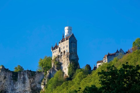 Lichtenstein Castle, fairytale castle of Württemberg, romantic fairytale castle on the eaves of the