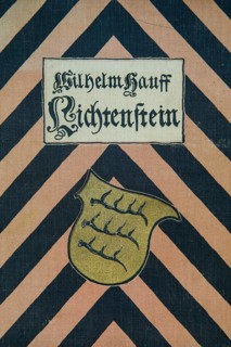 Book title, cover, book binding textile, novel, Lichtenstein by Wilhelm Hauff, publisher Abel und