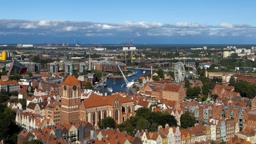 View of the old town and Motlawa River, Gdansk, Gdansk, Poland
