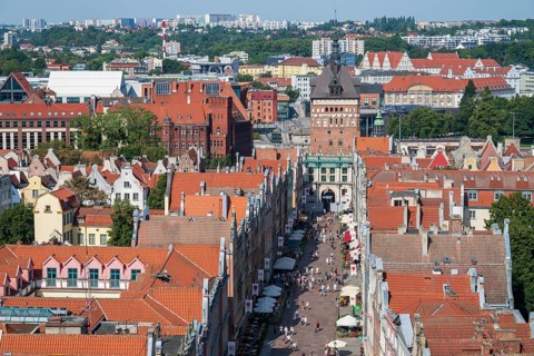 View of the old town and Motlawa River, Gdansk, Gdansk, Poland