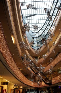 Christmas decorations in Stilwerk, a shopping arcade in the city centre, Düsseldorf, Rhineland,