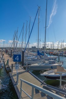 Strande marina near Kiel, Rendsburg-Eckernförde district, ship masts, jetty, Baltic Sea, sailing,