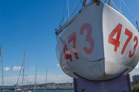 Strande marina near Kiel, Rendsburg-Eckernförde district, behind the Olympic and marina harbour of
