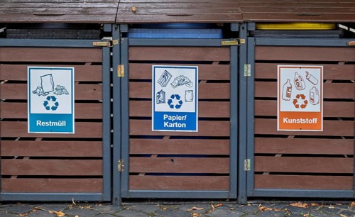 Waste containers, waste separation, Hesse, Germany