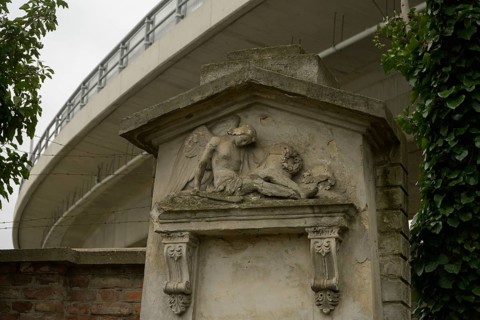 Sankt Marx cemetery, old grave, motorway, Vienna