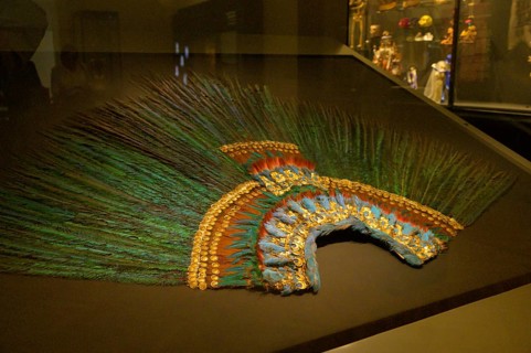 Weltmuseum Wien, art museum, exhibition object, feather headdress, Mexico, Aztecs, Vienna