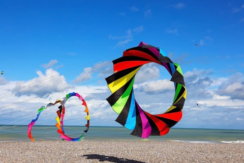 Kite festival on the beach, International Kite Festival, Dieppe, Normandy, France