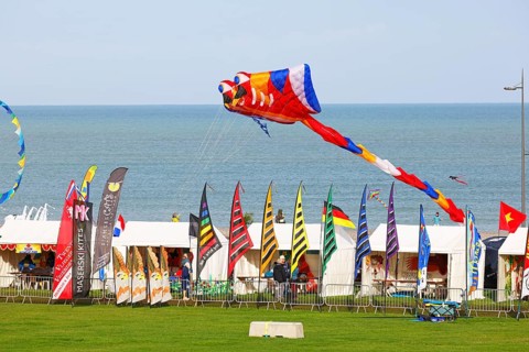 Kite festival on the beach, International Kite Festival, Dieppe, Normandy, France