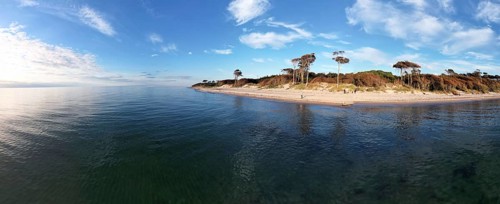 Drone image, panorama of the west beach on the Fischland Darß peninsula, Mecklenburg-Vorpommern,