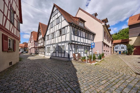 Sickinger Tor, old town, historic half-timbered houses, town gate, town fortifications, buildings,