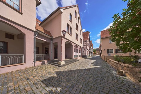 Building, old town, general architecture, half-timbered house, quarry stone wall, cobblestone
