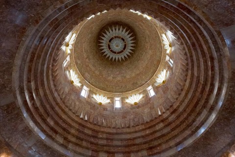 Impressive dome view with geometric architecture and light, Yazidi temple, Yazidi temple, the