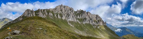Steep rock faces at Campanítt, Pizz di Colómb, Passo del Sole, Olivone, Ticino, Switzerland