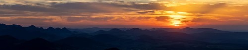 Sunset, view from Wisenberg over the Jura into Alsace, Wisen, Solothurn, Switzerland