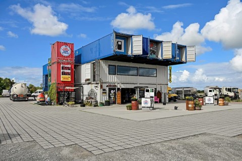 Container petrol station in Wyk auf Föhr, Föhr, North Frisian Island, North Frisia,