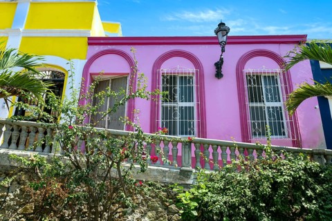 Mazatlan, Mexico, Colorful colonial streets in historic center near Malecon and tourist attractions