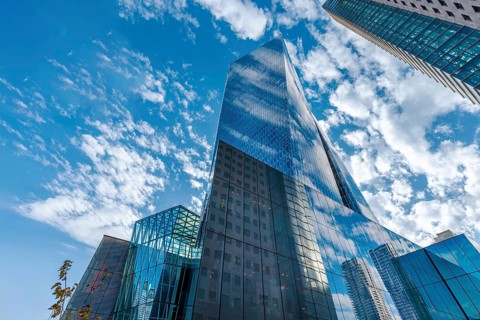 Israel, Tel Aviv financial business district skyline with and high tech offices