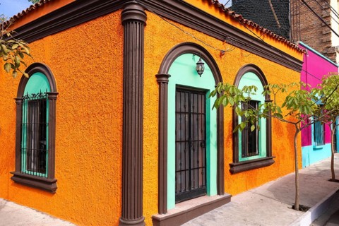 Mazatlan, Mexico, Colorful colonial streets in historic center near Malecon and tourist attractions