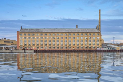 Old warehouse on the Spree, Wilhelminenhof, Oberschöneweide, Berlin, Germany