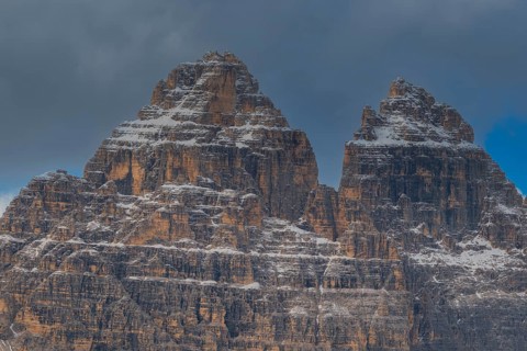 Detailed view of the Three Peaks from Misurina, Dolomites, South Tyrol, Italy