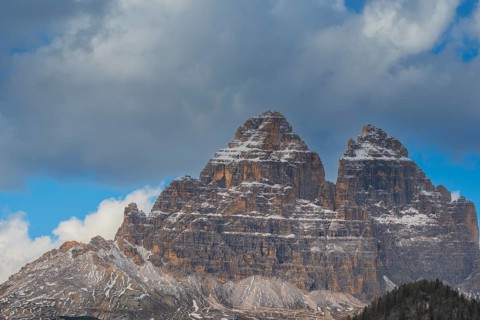 Detailed view of the Three Peaks from Misurina, Dolomites, South Tyrol, Italy