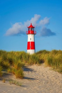 The Lister lighthouse at Ellenbogen, morning light, morning mood, dune, North Sea island, Sylt