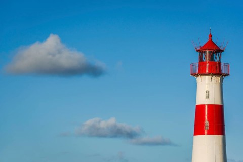The Lister lighthouse at Ellenbogen, morning light, morning mood, dune, North Sea island, Sylt